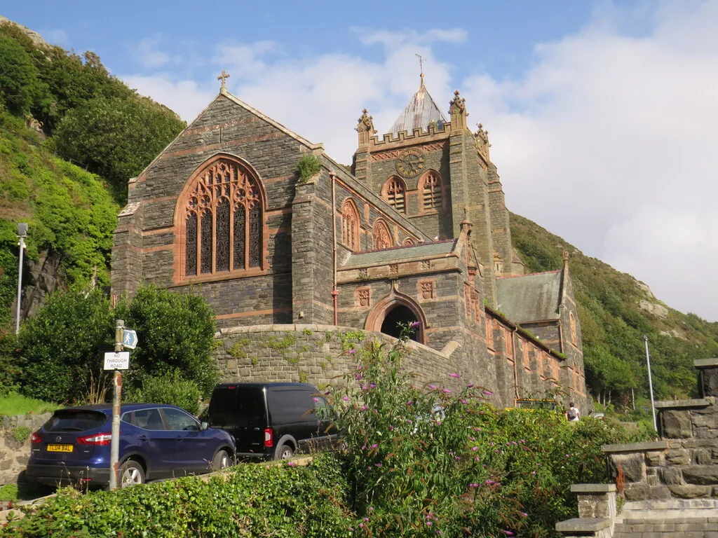 St John's Church, Barmouth, on rising ground above the harbour