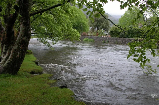 The Afon Glaslyn in spate after heavy rain at Beddgelert