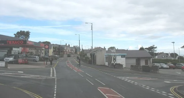 The crossroads at the centre of Benllech, on the A5025
