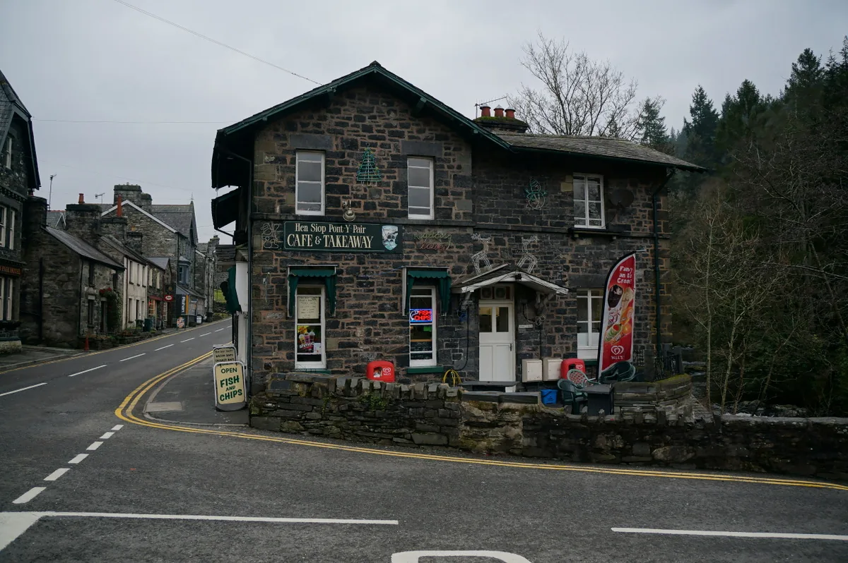 Hen Siop, a stone-built caf&eacute; and takeaway on the main road through Betws-y-Coed