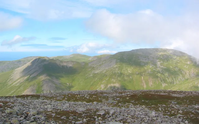 The view from Carnedd Dafydd toward Yr Elen and Carnedd Llewelyn