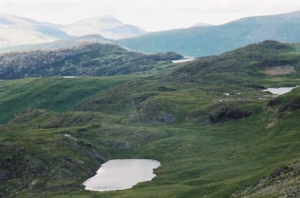 The view from the summit of Cnicht over the Moelwyn lakes