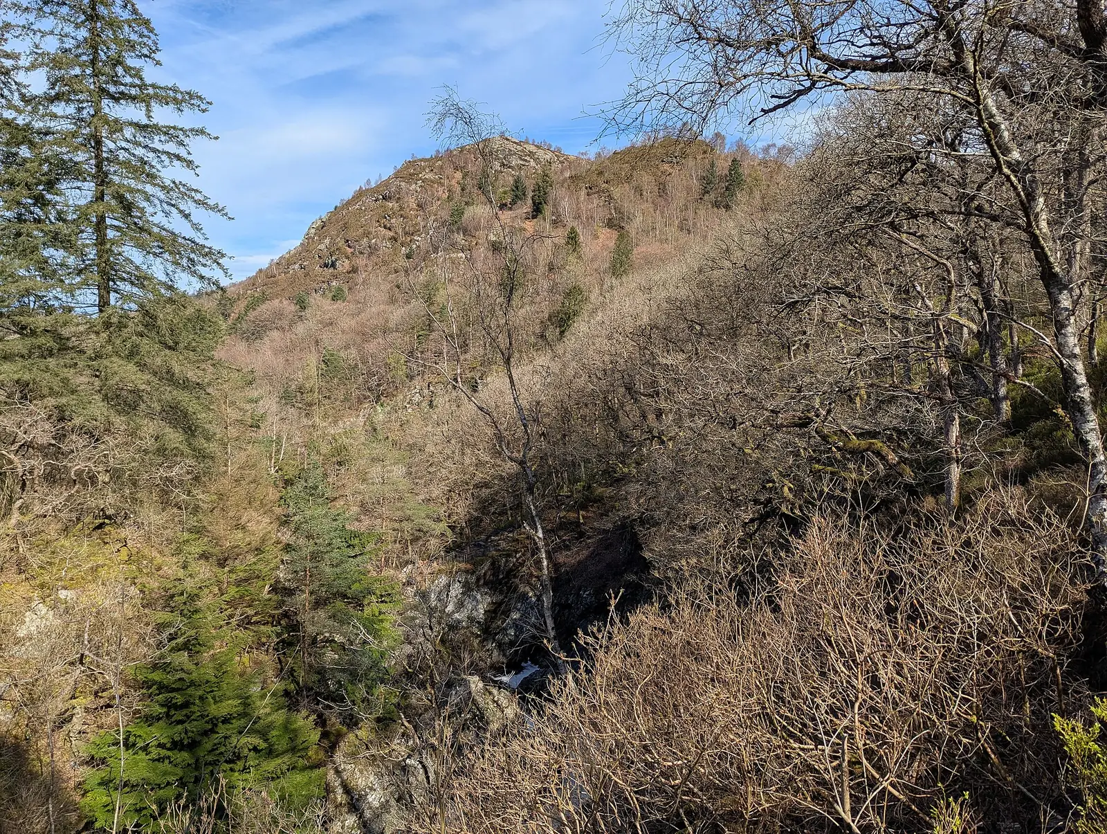 The wooded gorge above Conwy Falls, looking towards Dinas Mawr.