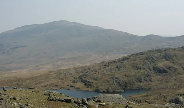 Llyn Cwmffynnon seen from the slopes of Glyder Fawr on the Pen y Pass approach