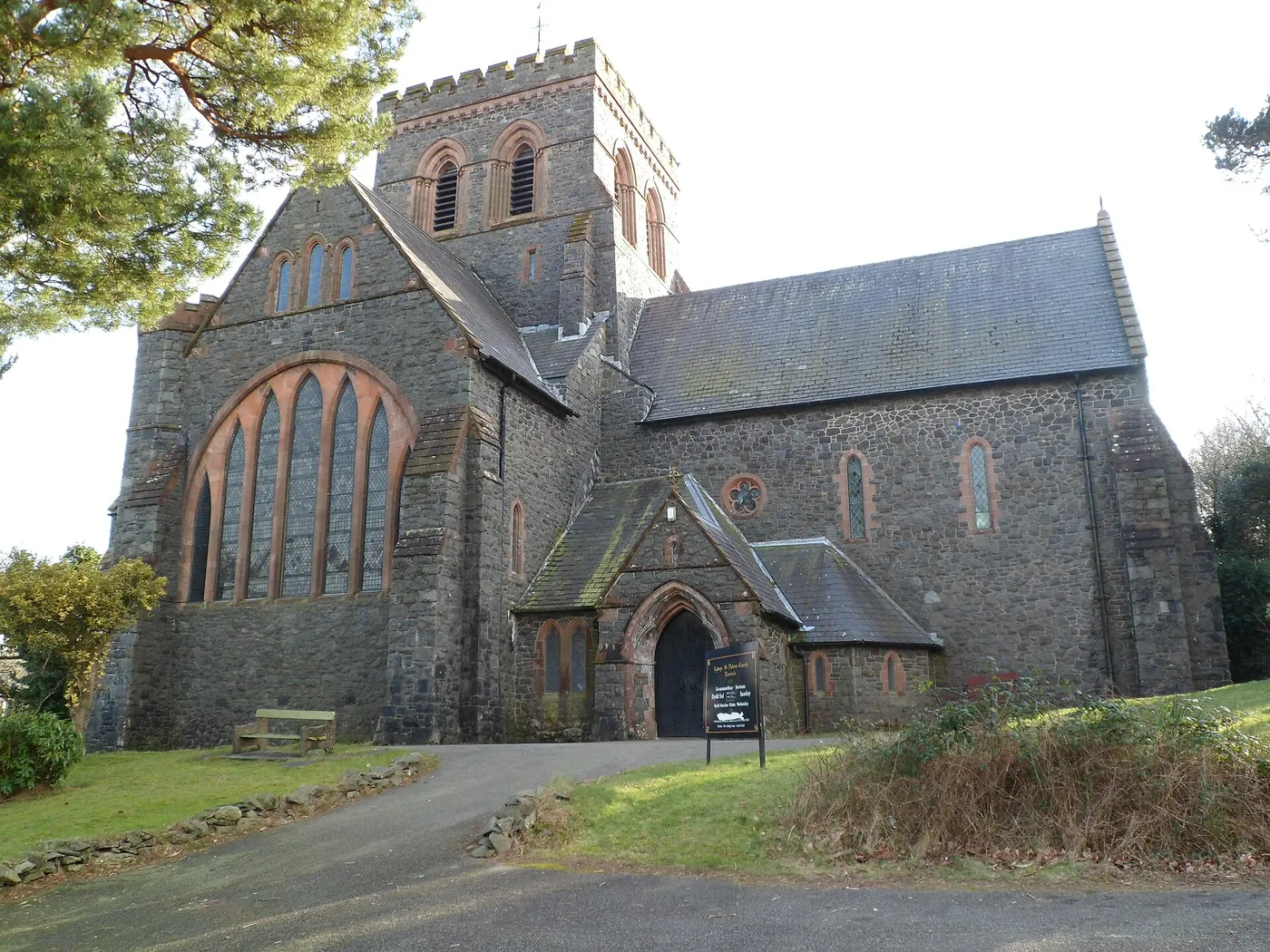 St Padarn's Church, Llanberis, its tower and nave seen from the churchyard