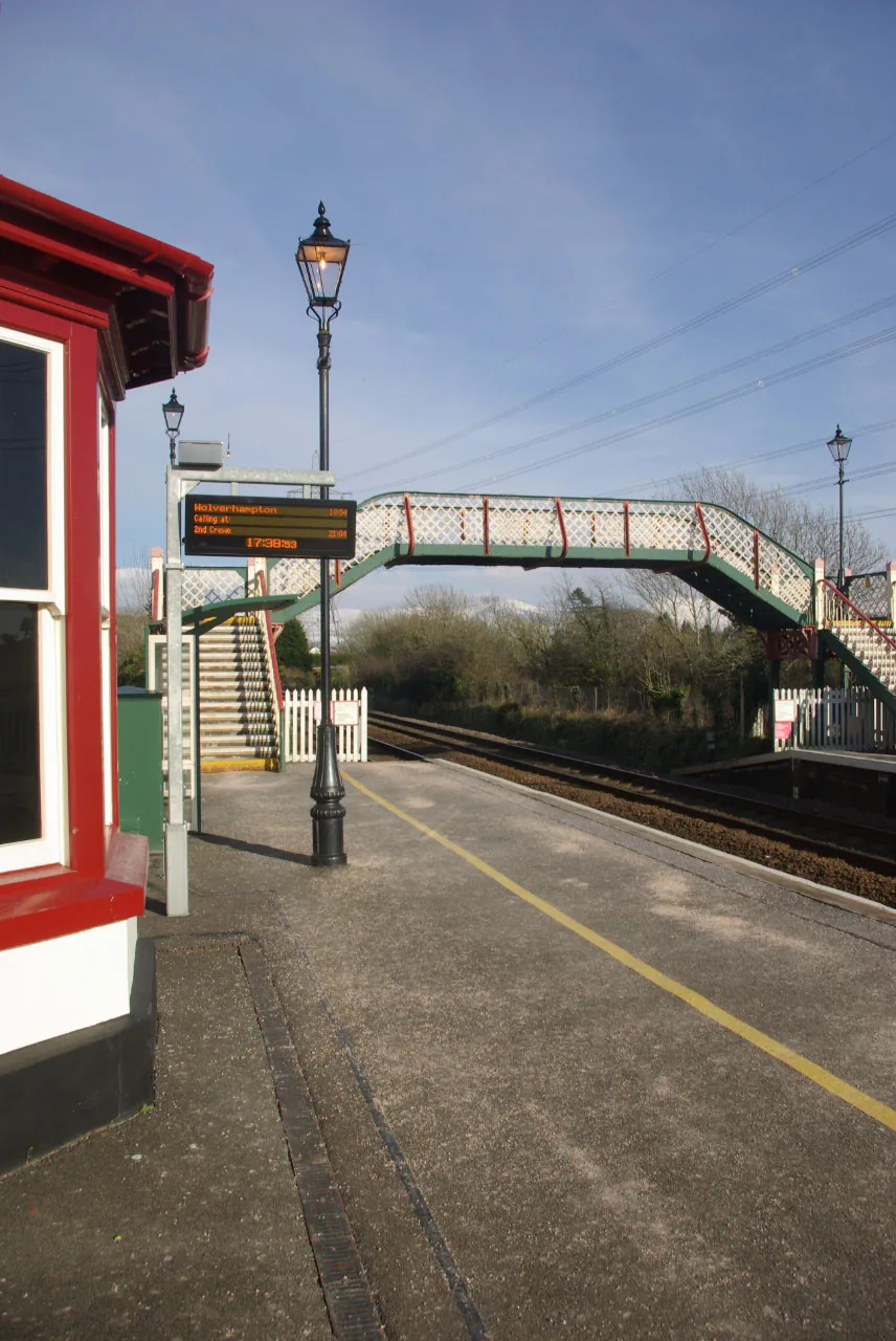 Llanfairpwll railway station platform and buildings