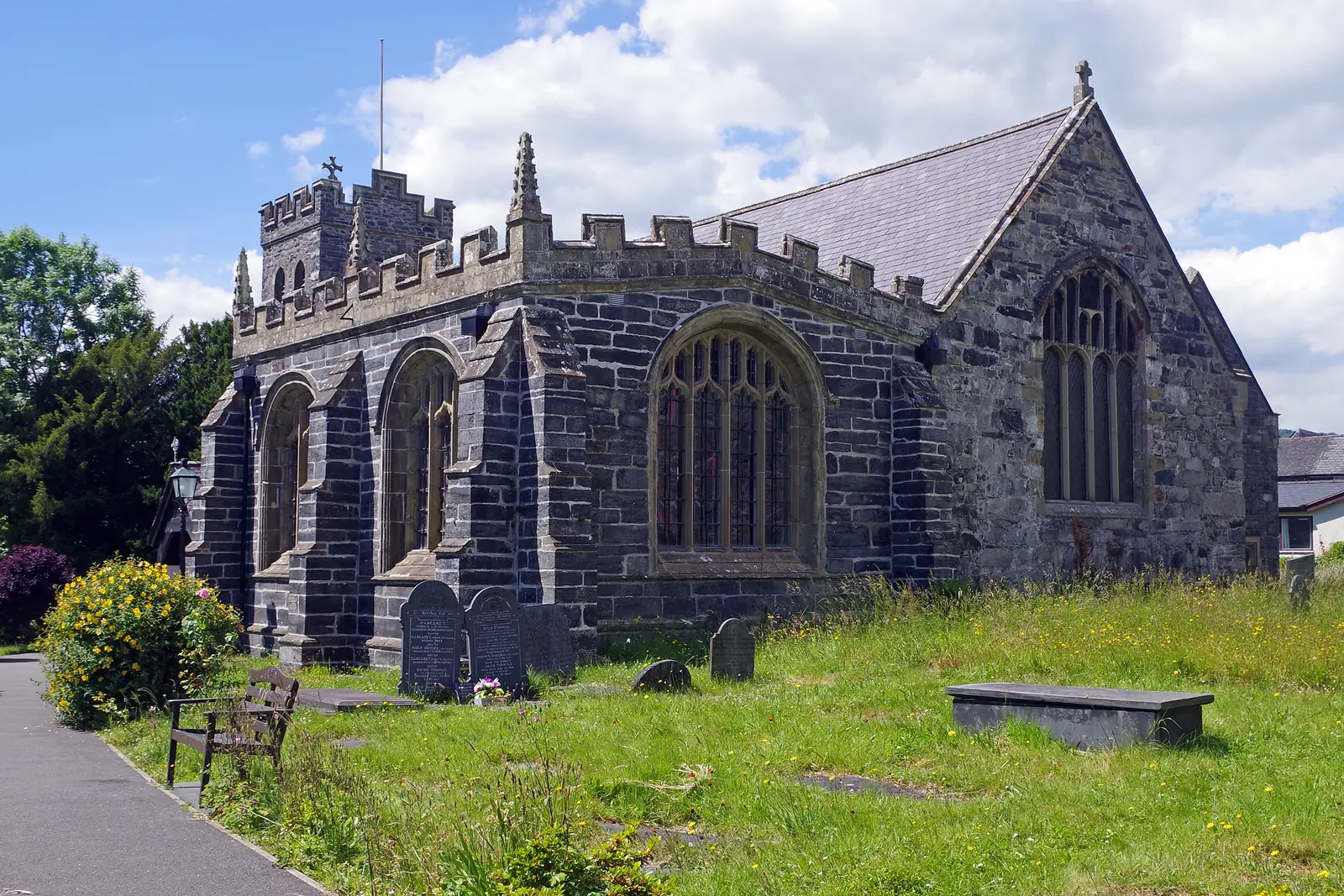 St Grwst's Church, Llanrwst, seen from the churchyard