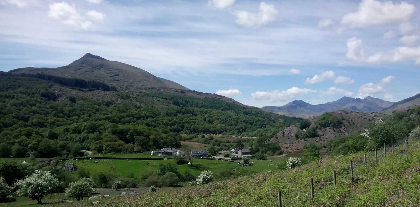 Moel Siabod seen from a distance, standing apart from the Snowdon Horseshoe on the skyline