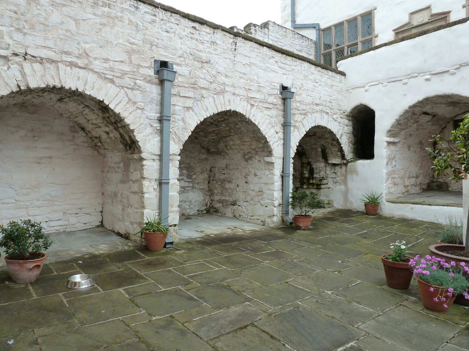 The inner courtyard at Plas Mawr, the approach from gatehouse to main house.