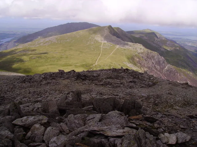Y Garn seen from the slopes of Glyder Fawr, with Elidir Fawr and Foel-goch beyond